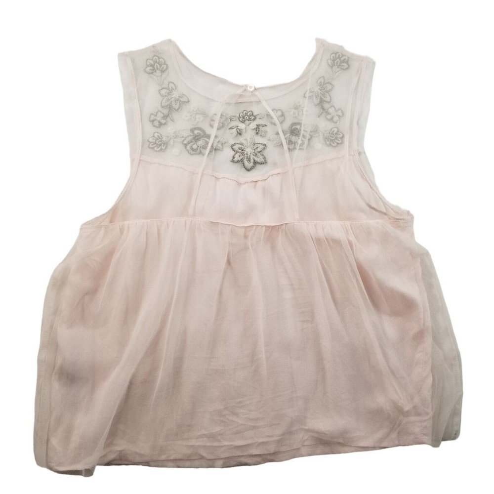 Hollister Babydoll Layered Tank Top Womens M Pink Embroidered Sleeveless Top - Picture 12 of 16